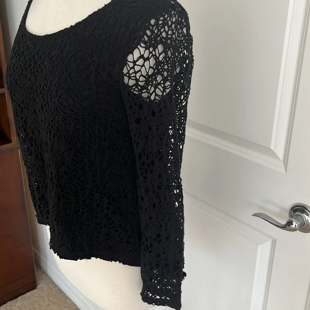 Free People Black Crochet Top Size Small